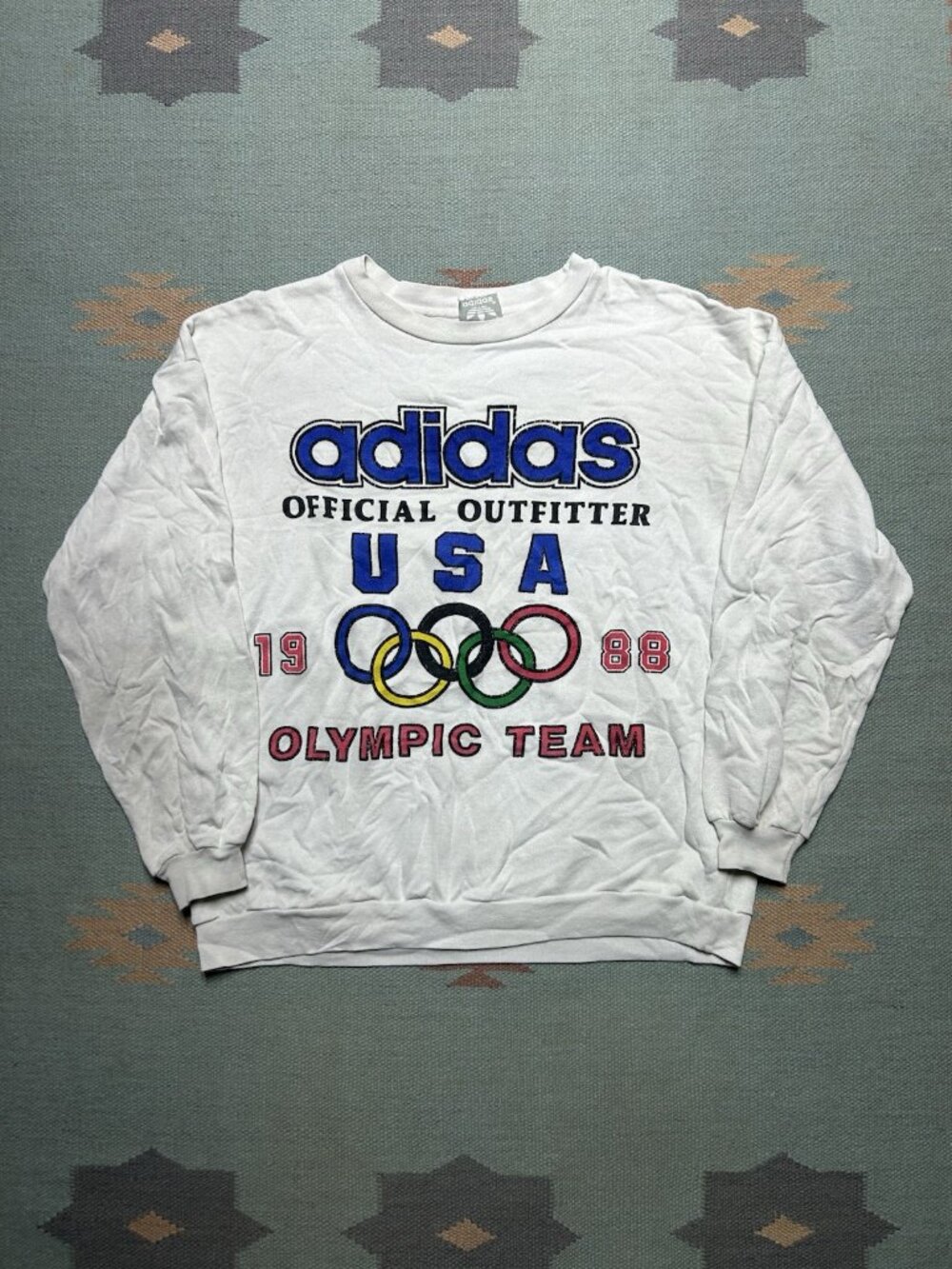 Vintage 80s crewneck sweatshirt adidas USA Olympics 1988 made in USA RARE L/XL
